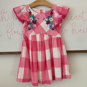 EUC Joules Pink Check Dress with Sequins